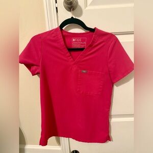 Figs Women's Shocking Pink Catarina XXS V-Neck Medical Scrub Top